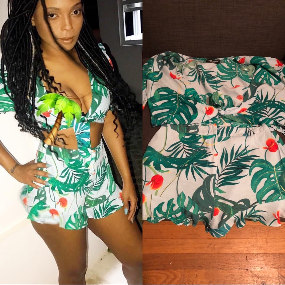 Two piece short set FLOWER PRINT